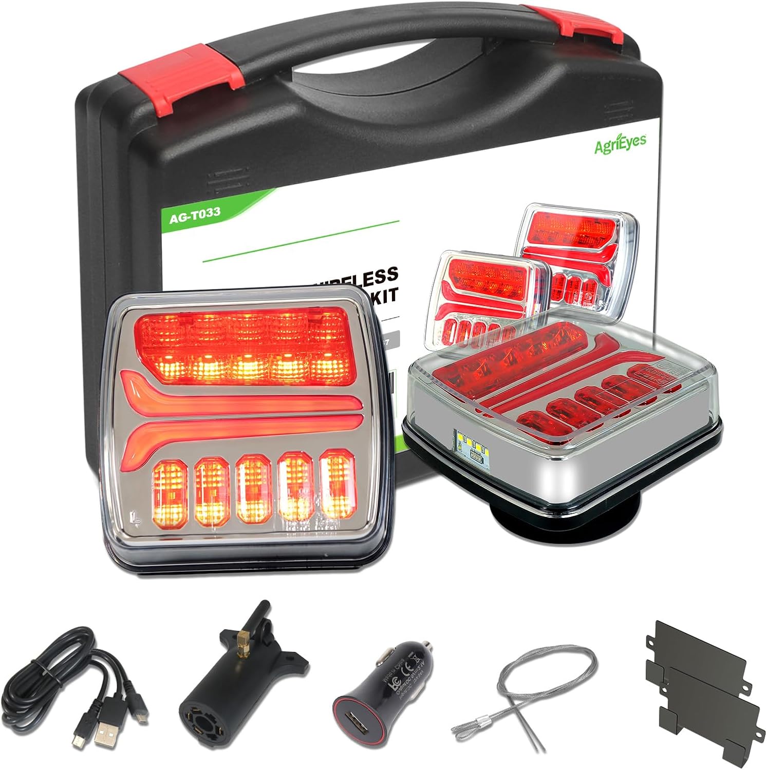 Agrieyes Wireless Trailer Lights, Magnetic Tow Tail Light Kit (T033)