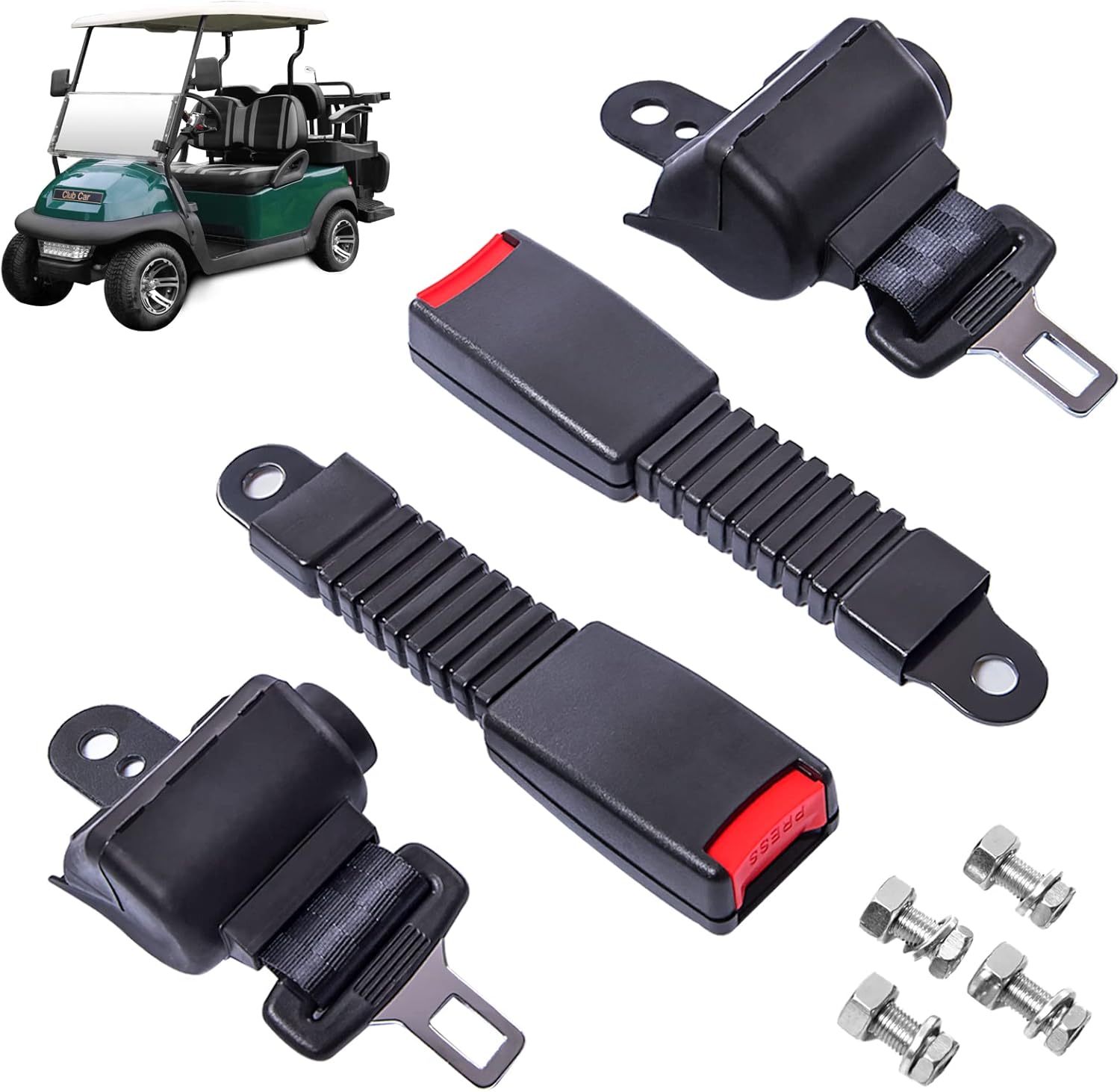 Golf cart seat Belts, Retractable, Universal,for EZGO, Club Car, Go Kart,UTV, Buggies and Bus-Set (2pcs)