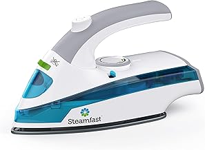 Steamfast SF-710 Mini Steam Iron, Non-Stick Sole Plate, Foldable Handle, Cord Storage, White