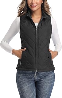 LONGKING Women's Vest - Stand Collar Lightweight Zip Quilted Vest for Women…