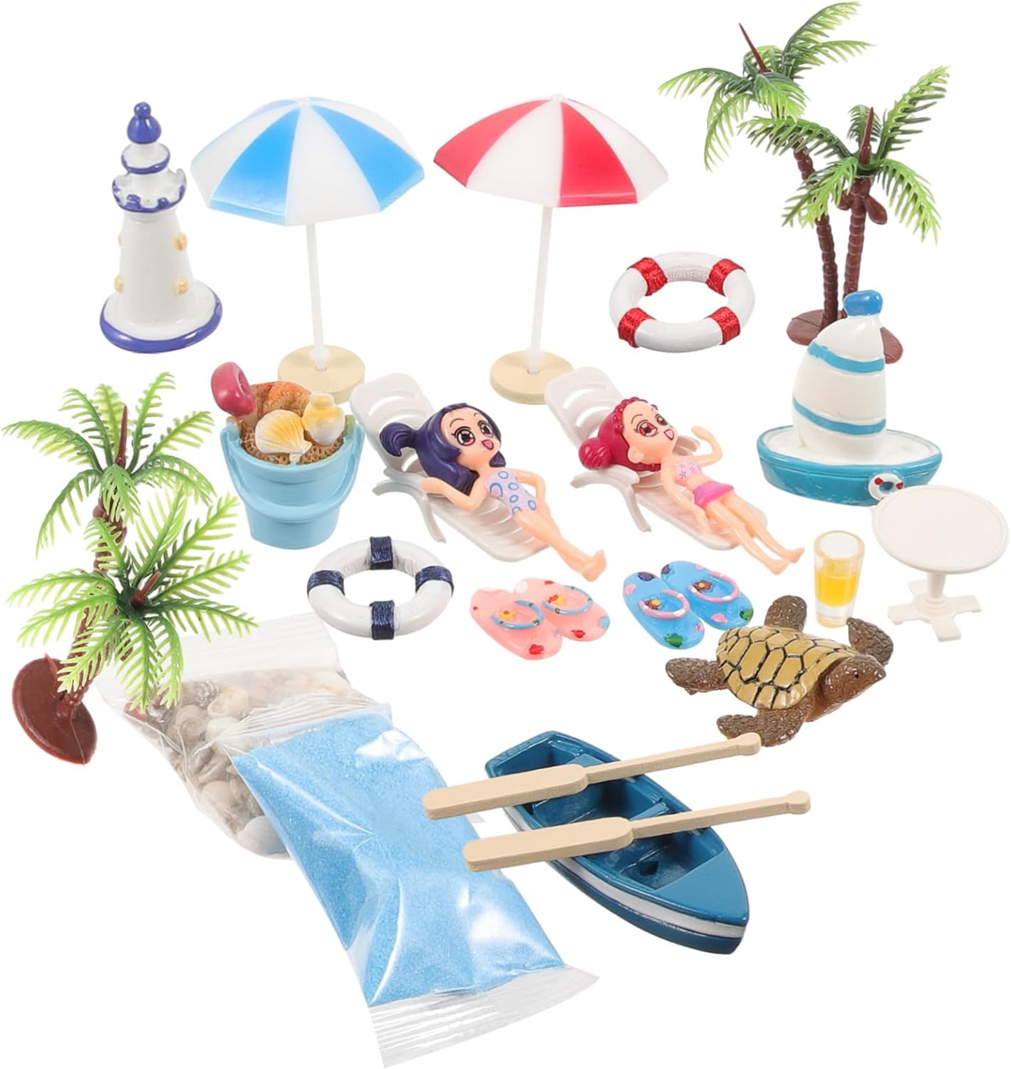 KONTONTY 1 Set Miniature House Ornament Beach Style Micro Landscape Decoration for Dollhouse Summer Scene Accessories Realistic Beach Figurines for DIY Projects