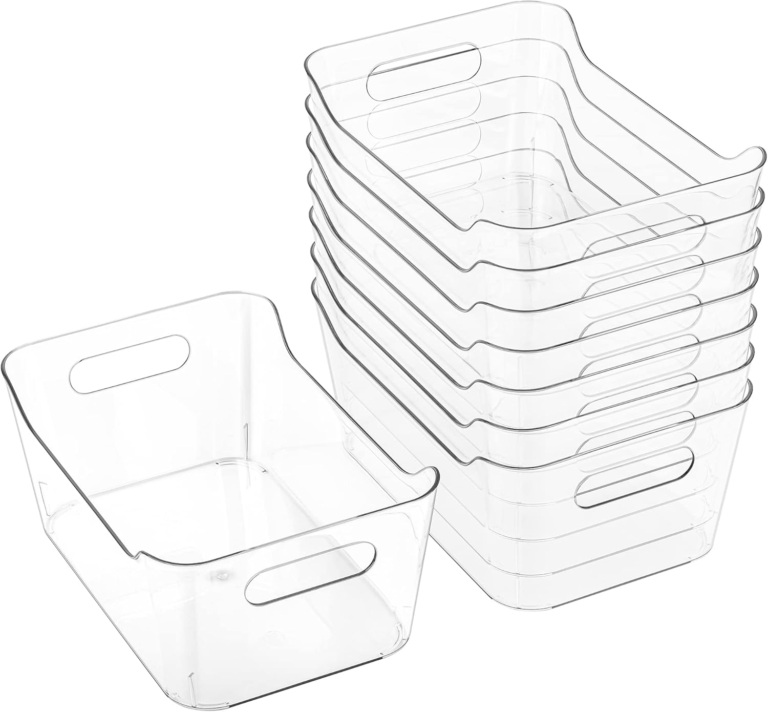 Tiawudi 8 Pack Plastic Storage Bins, Multi-Use Organizer Bins, Pantry Organizer, Plastic Storage Containers, Bins for Home & Kitchen