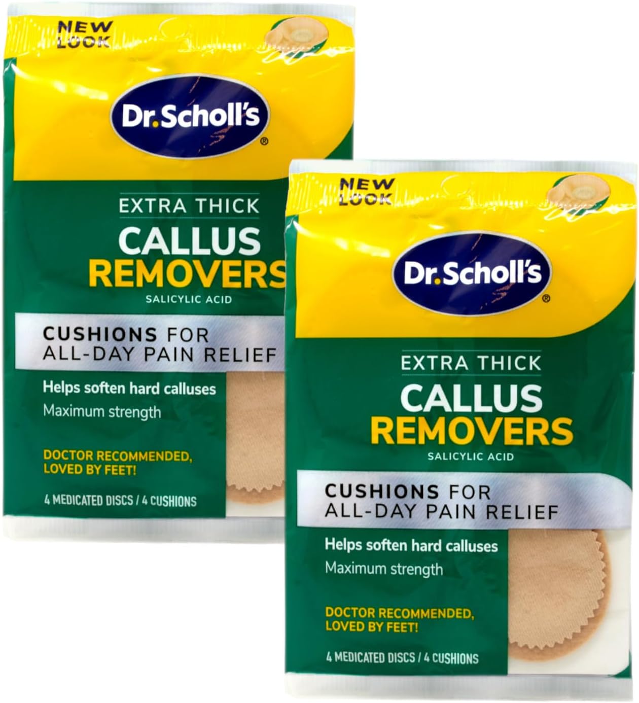 Dr. Scholl's Extra Thick Callus Removers 4 Cushions ea.(Packs of 2)