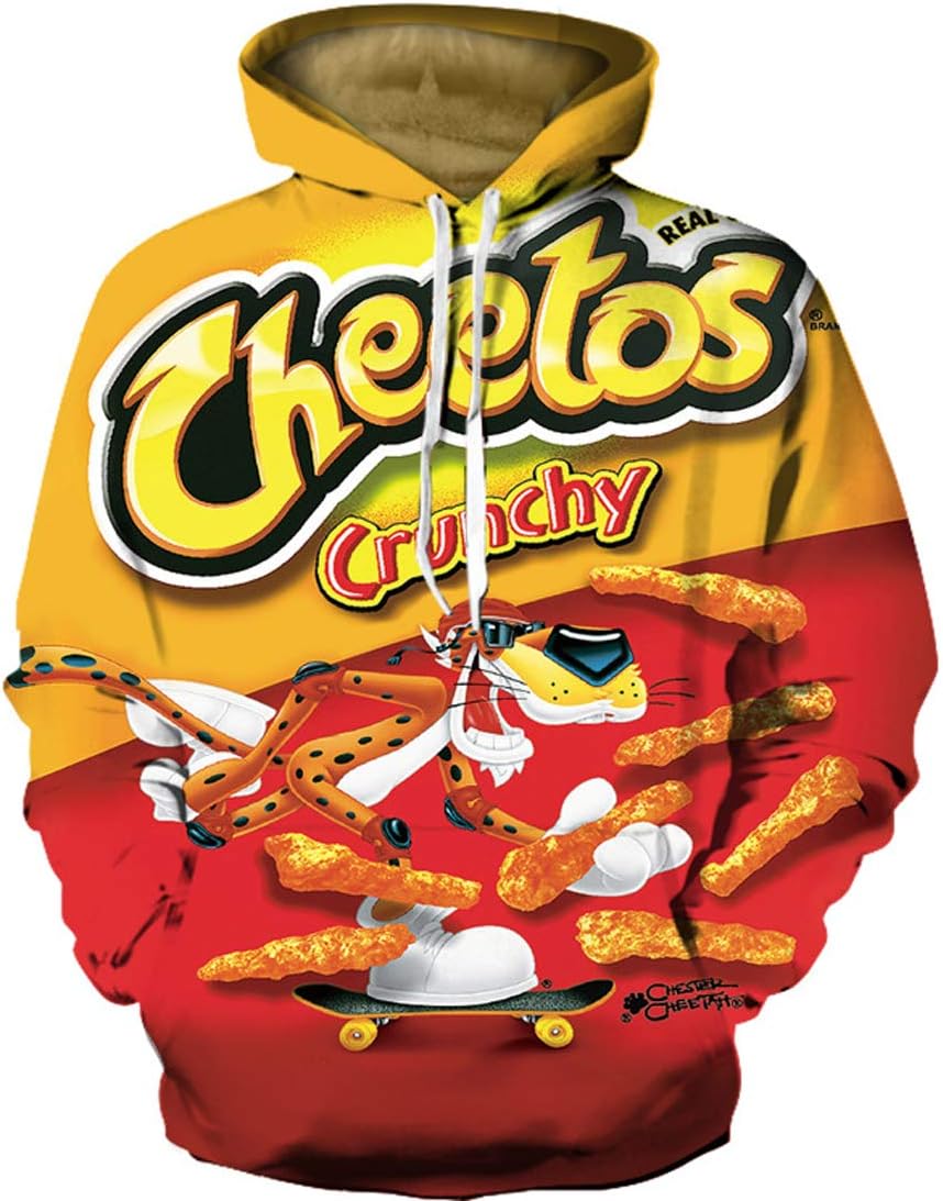 Rainbow Town Unisex Cartoon Leopard Pattern Hoodies Food/Snacks Hooded Tops Sweatshirt for The Young S-3XL