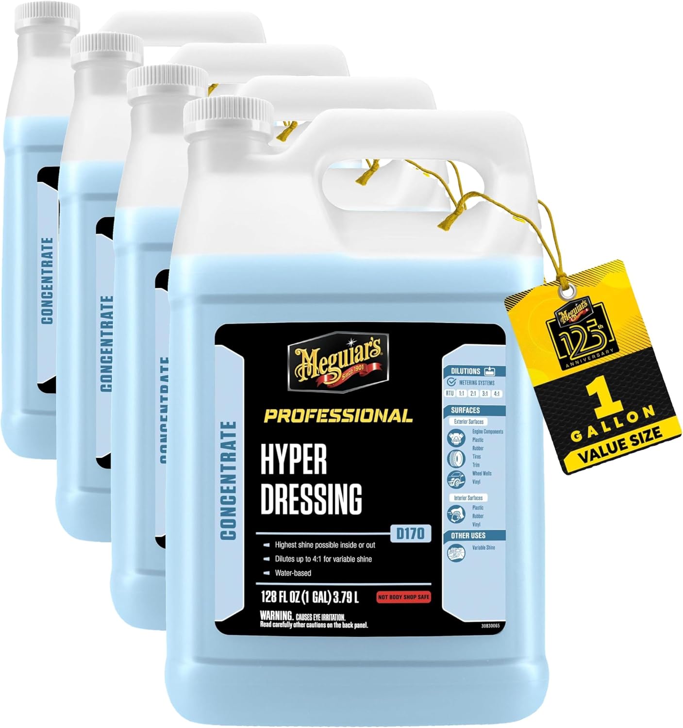 Meguiar's D17001 Hyper Dressing - 1 Gallon – Give Your Car’s Trim Pieces the Best Shine & Gloss (Pack of 4)