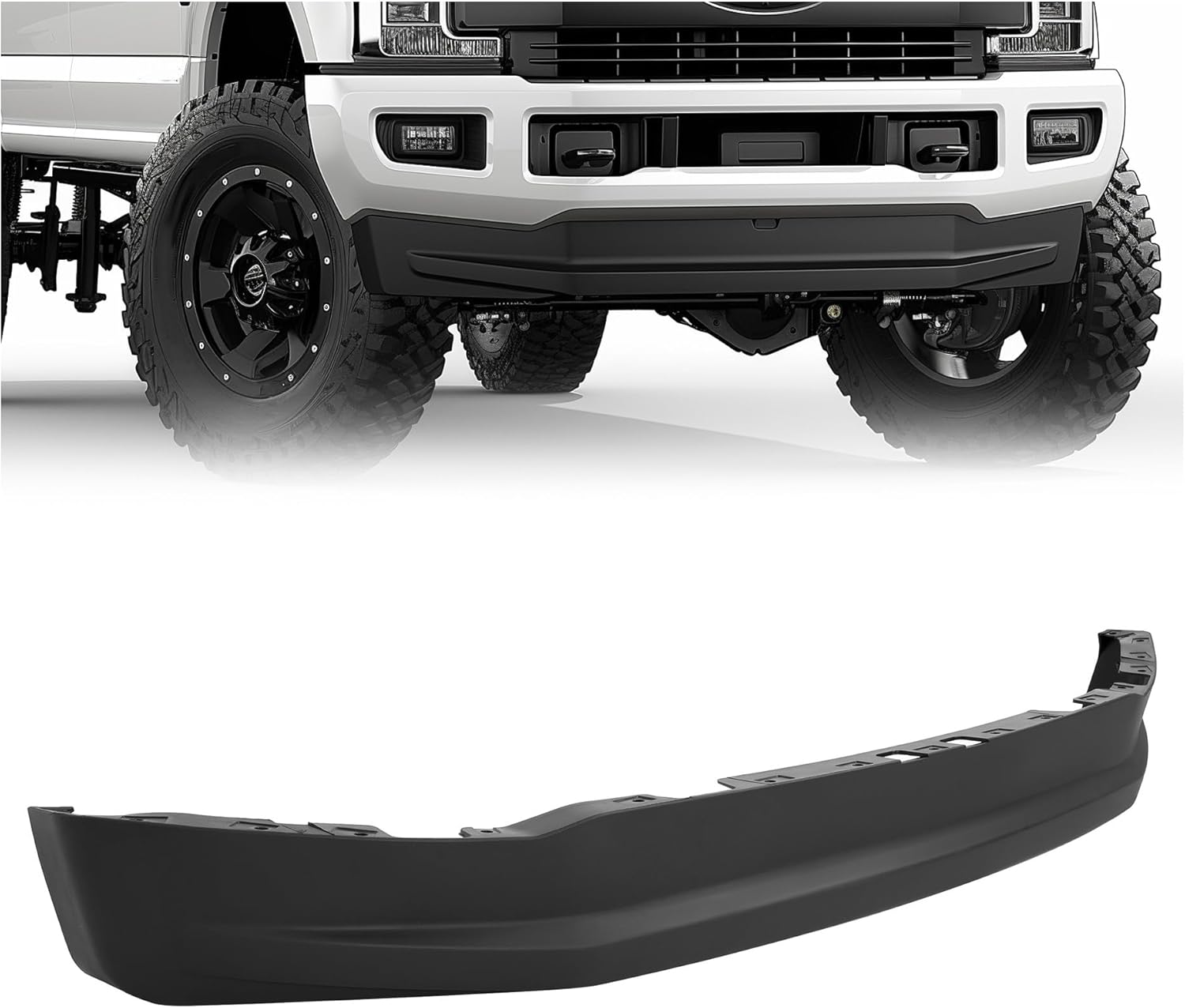 HECASA Front Lower Bumper Valance Panel Lip Compatible with 2017 2018 2019 Ford F250 F350 F450 F550 Super Duty Pickup 4WD Air Dam Deflector Replace for HC3Z17626AE HC3Z17626AB FO1095271 PP Plastic