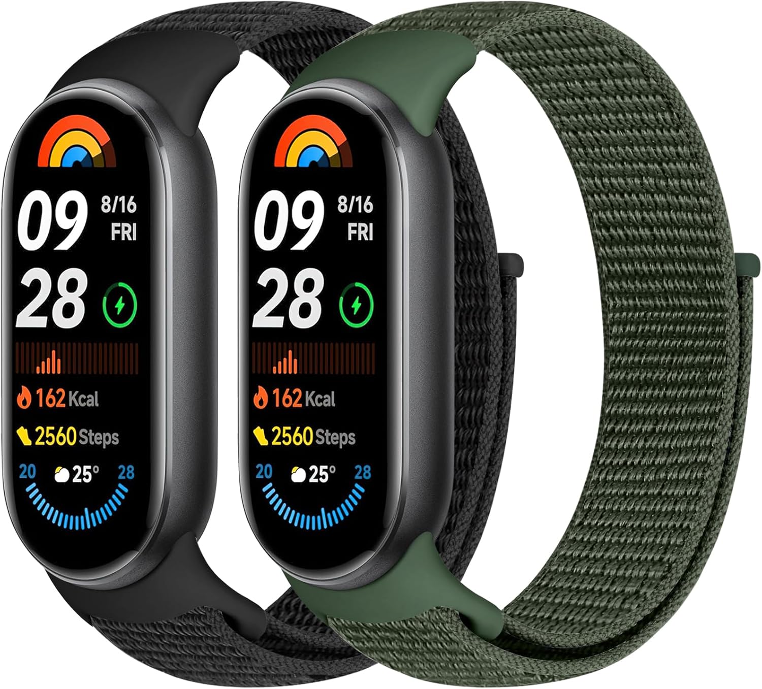 Runostrich Nylon Straps Compatible with Xiaomi Smart Band 9/Xiaomi Smart Band 8 Soft Nylon Loop Strap Breathable Adjustable Replacement Band for Women Men