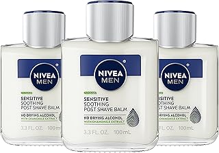 Nivea Men Sensitive Soothing Post Shave Balm with Vitamin E, Chamomile and Witch Hazel Extracts, Alcohol Free After Shave Balm for Men, 3 Pack of 3.3 Fl Oz Bottles