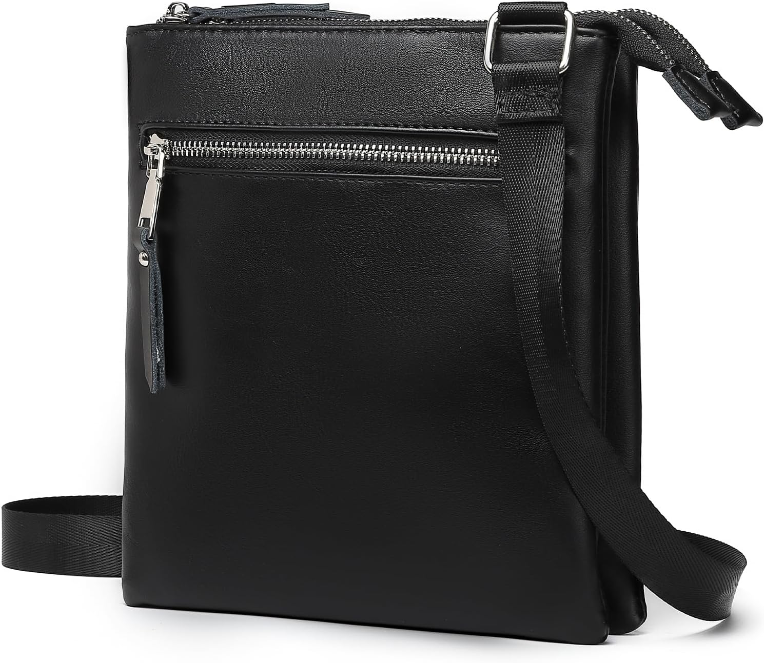 Miss Lulu Women’s Crossbody Bag, Black Causal Phone Bag with Adjustable Long Strap, Multi-Compartment Medium Size Shoulder Bag for Ladies