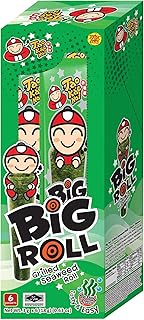 Big Roll Grilled Seaweed Snacks by Tao Kae Noi, Original Flavor Grilled Seaweed Rolls, Healthy Nori Sheet Rolls for Kids and Adults, Nori Snacks, 6 pack, 3g Bags