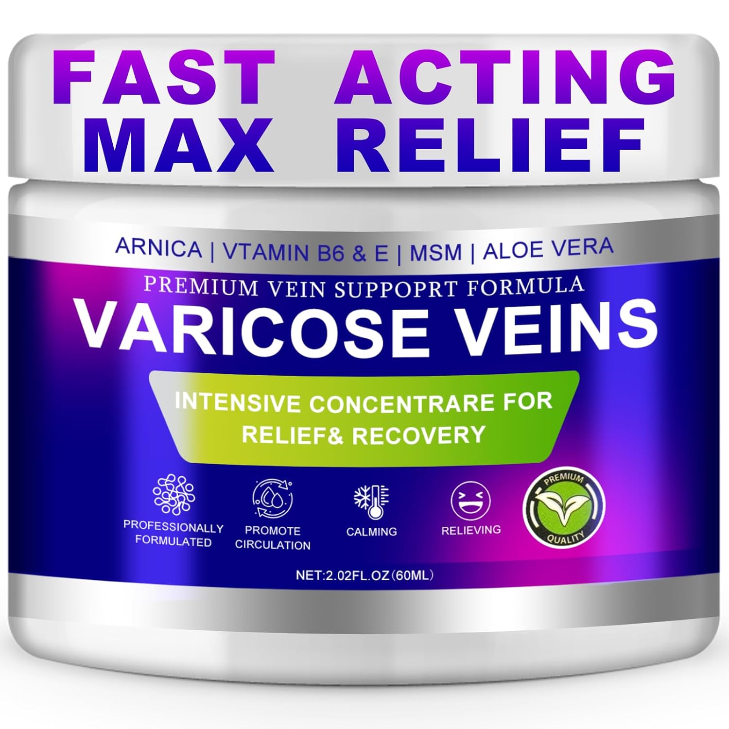 Varicose Veins Cream, Vein Cream & Spider Veins Treatment for Legs, Improves Blood Circulation and Relief From Heavy Fatigued Leg, Refreshing and Non-Sticky, 1Pack