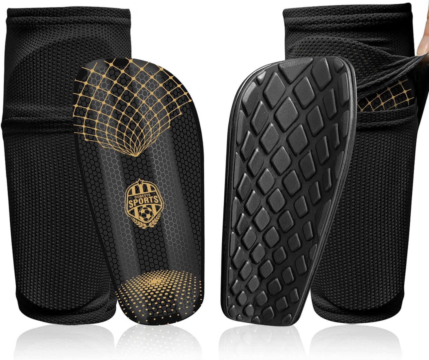 DOBESTS Soccer Shin Guards for Kids Youth Adults, Superlight Shin Guards for Boys and Girls, Sleeves with Optimized Insert Pocket, Shin Pads Lightweight and Compact, Protective Soccer Equipment
