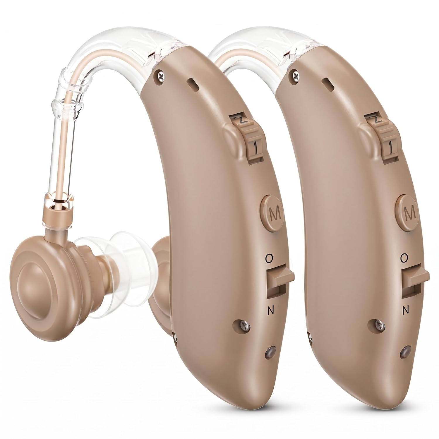Rechargeable Hearing Aids for Seniors, BTE Hearing Aids for Severe Hearing Loss with 80H Battery Life, Noise Reduction DSP Chip, 4 Listening Modes,