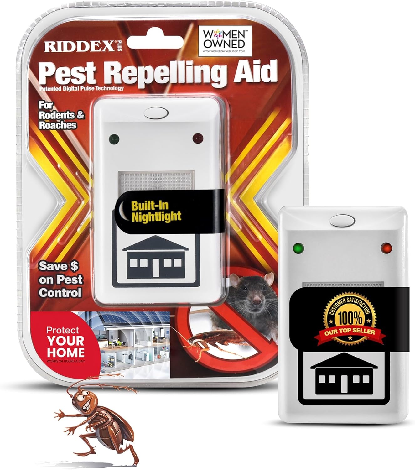 RIDDEX Plus Insect Repellent | Plug in, Mouse Deterrent - Pest Control for Defense Against Rats, Mice, Roaches, Bugs and Insects | Control Pests with No Toxins | White