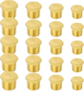 TAISHER 20Pcs Brass Outer Hex Thread Socket Pipe Plug Fitting 1/8" 1/4" 3/8" 1/2" NPT Male