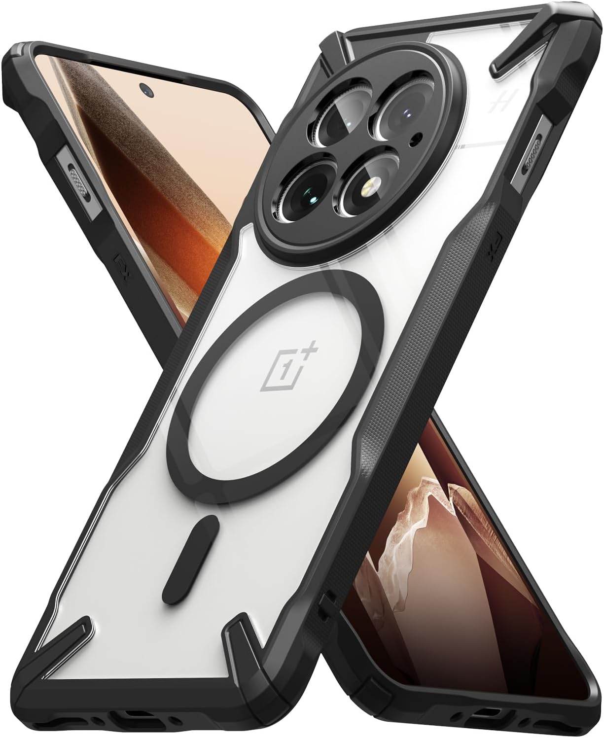 Ringke Fusion-X [Compatible with MagSafe] Designed for OnePlus 13 Case, Augmented Bumper Clear Hard Back Rugged Shockproof Protective Phone Cover - Magnetic Black