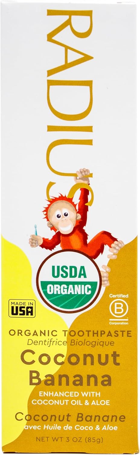 Radius USDA Kids Organic Toothpaste, Coconut Banana, 3 Oz (Pack of 1)