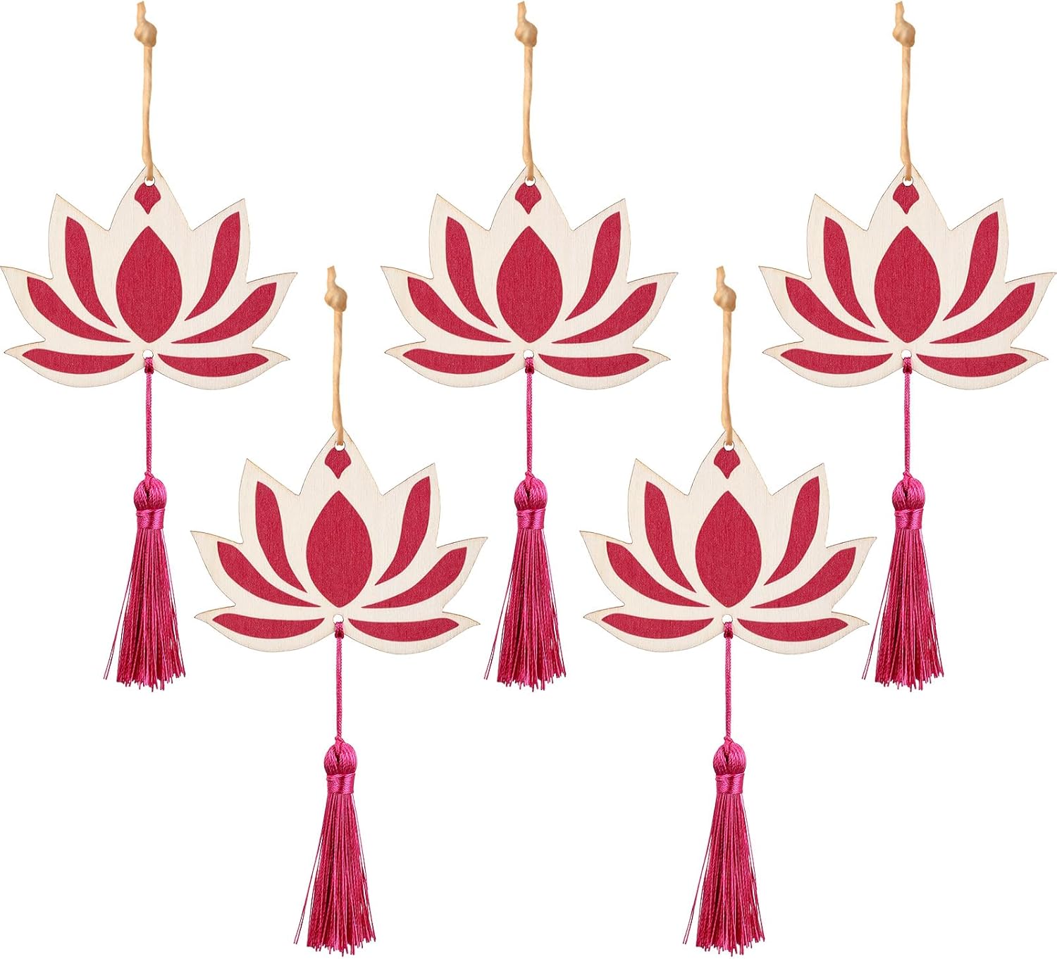 Chunful 5 Sets Lotus Hangings for Diwali Indian Decoration for Home Floral Wall Hangings for Temple Decor Pooja Room Decoration Back Dropper Showpiece for Shivratri Navratri Indian Wedding