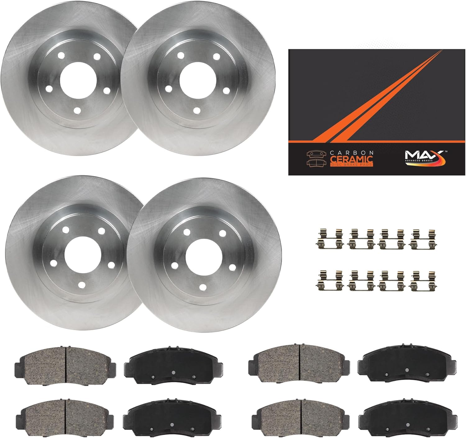 Max Advanced Brakes Front & Rear Brake Kit Compatible With 2014-2019 2020 Mitsubishi Outlander/Outlander Sport RVR Replacement Premium OE Disc Brake Rotors and Ceramic Brake Pads