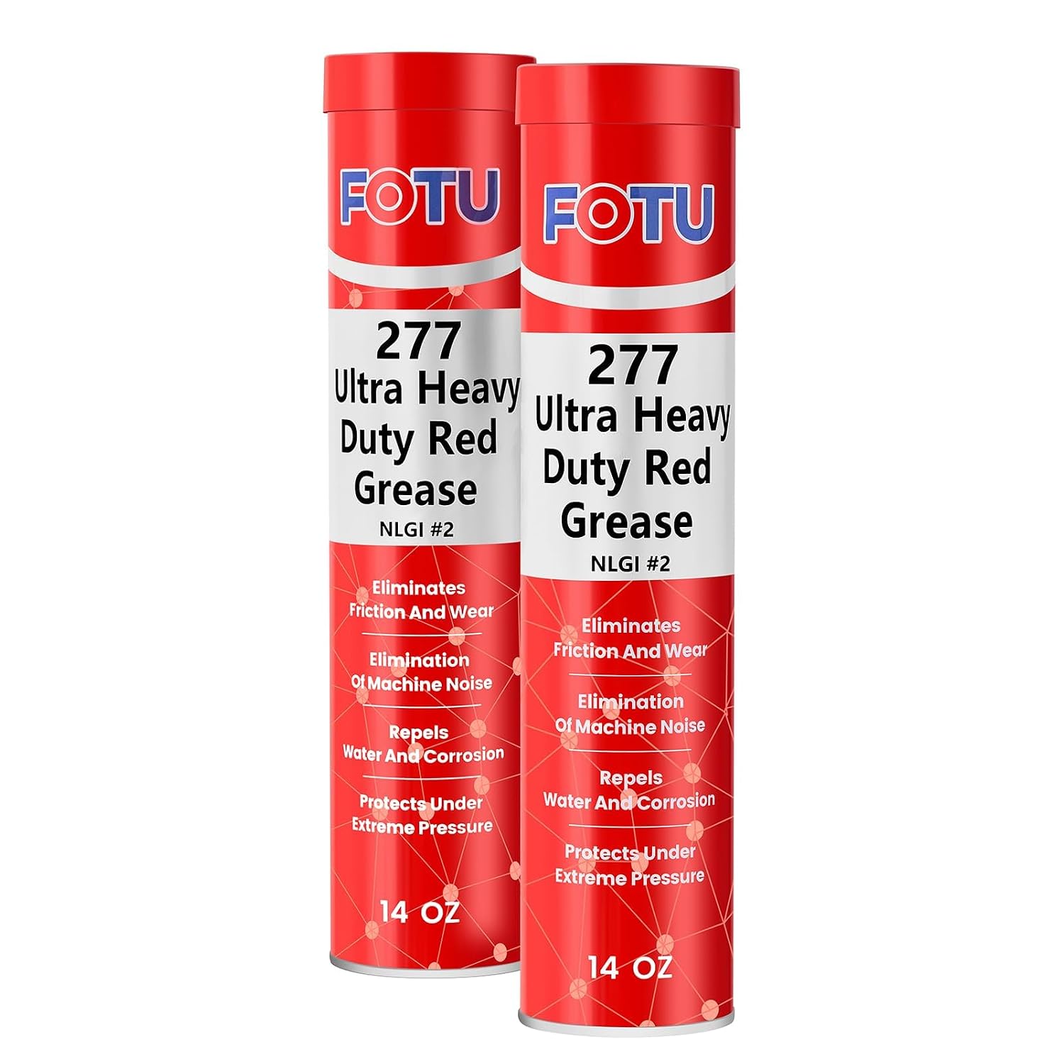 FOTU 277 Ultra Heavy-Duty Red Grease Tube,2-Pack 14oz Wheel Bearing Grease