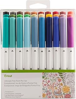Cricut Ultimate Fine Point Pen Set, 0.4mm Fine Tip Pens to Write, Draw & Color, Create Personalized Cards & Invites, Use with Cricut Maker and Explore Cutting Machines, 30 Assorted Colored Pens 1 Pack