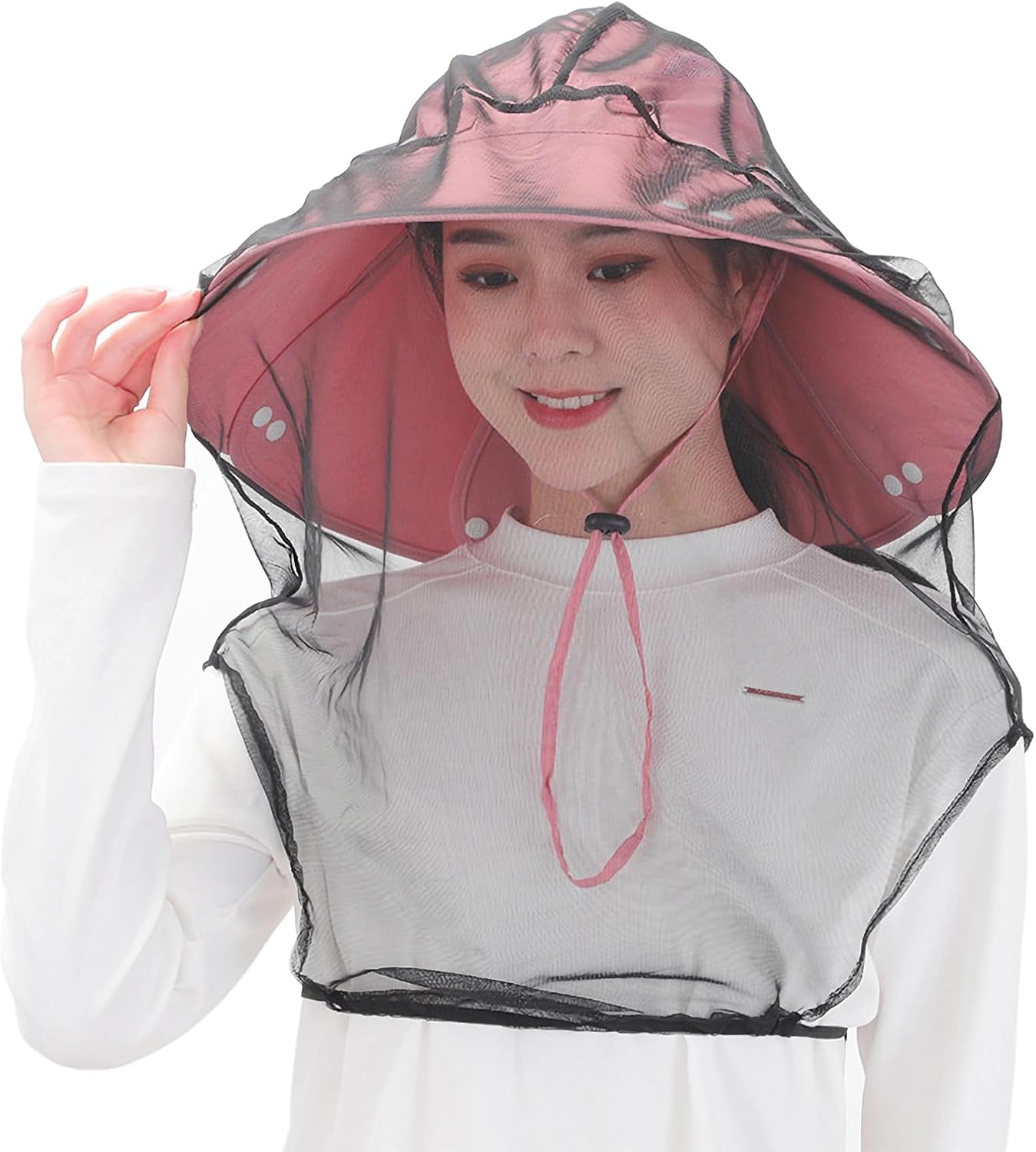 Wearable Mosquito Head Net (2 Pack) - Extra Large Bug Net for Head with Fine Mesh, Fits All Hats for Camping, Hiking, Fishing, Gardening & Safari | Men & Women Insect Face Nets Protection Black