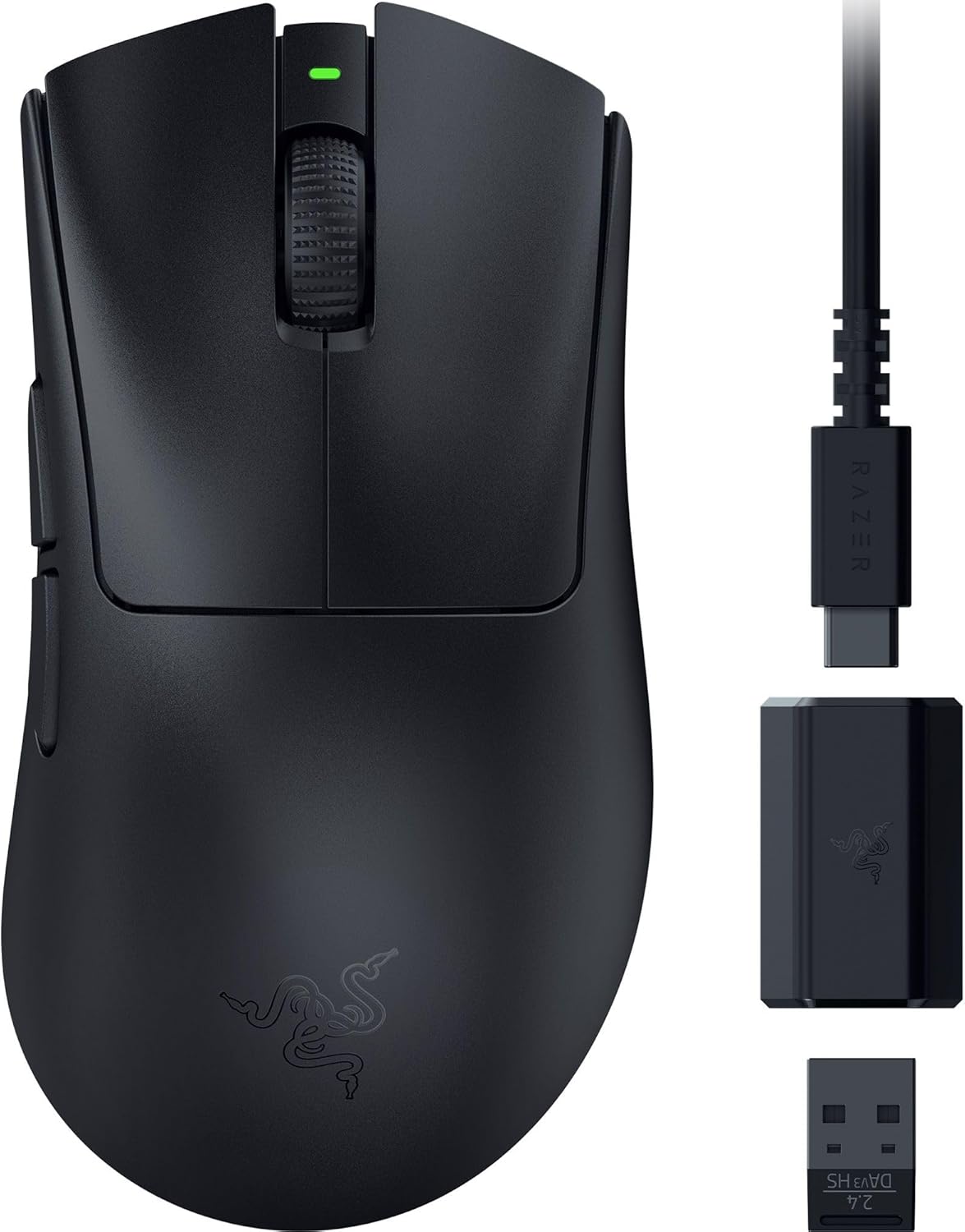 Razer DeathAdder V3 HyperSpeed - Ultra lightweight wireless ergonomic e-sports gaming mouse with 26K DPI (55g light, soft-touch coating, 100 hours battery life, HyperSpeed with 8K Hz) Black