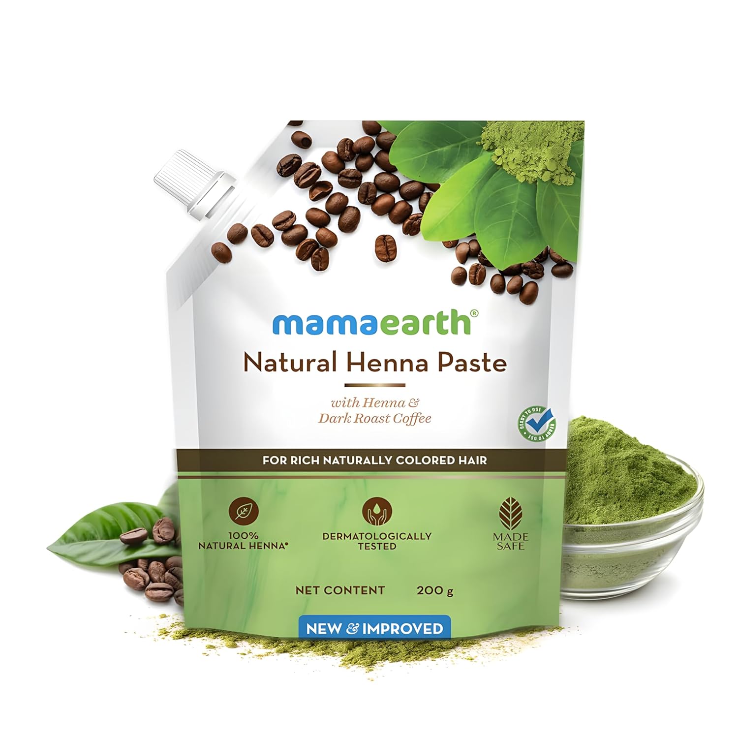 Mamaearth Heena Paste with Dark Roast Coffee | Ready-to-Use for Naturally Colored Hair | Helps Reduce Premature Graying & Gives Long Lasting Natural Color | 7.05 Oz/200g