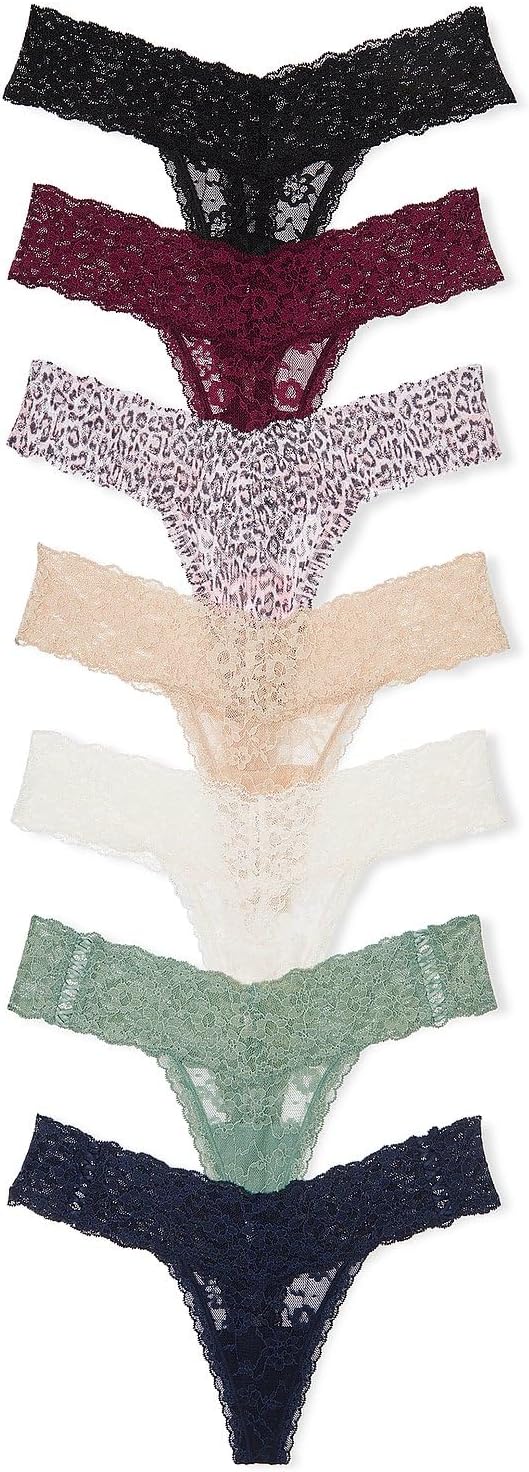 Victoria's Secret Women's Lace Thong Underwear, Panties for Women, Multi Pack (XS-XXL)