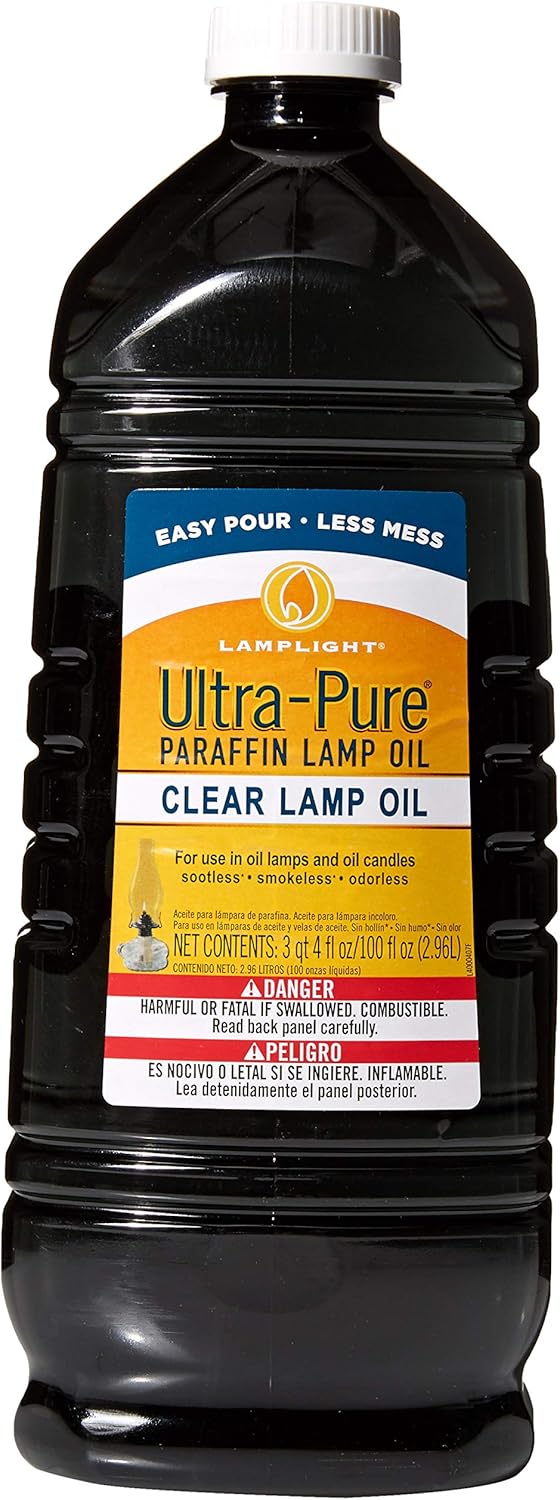 Lamplight 3/4 Gallon (100 oz) Ultra-Pure Lamp Oil - Liquid Paraffin Oil for Indoor use, sootless, smokeless and odorless, Emergency kit