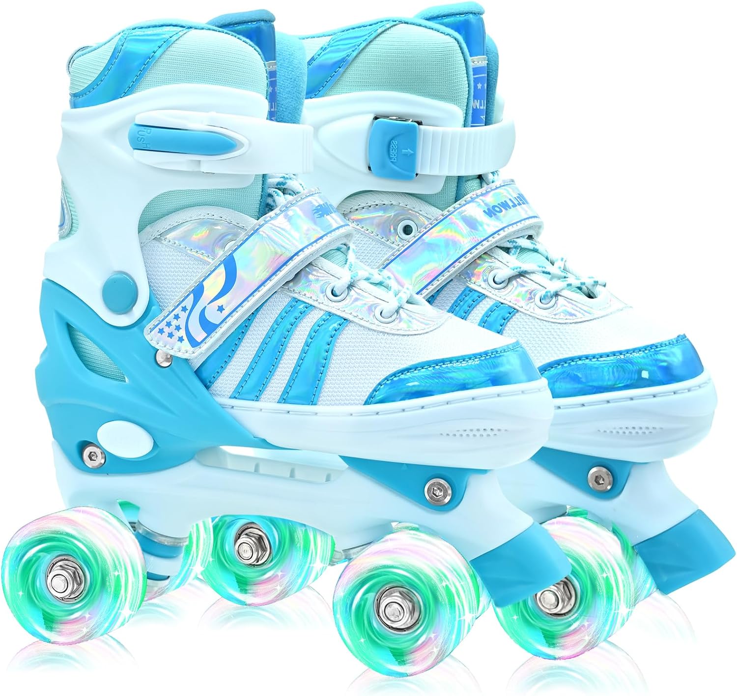 Kids Roller Skates, 4 Adjustable Rollerskates with Light Up Wheels, Child Roller Skates for Girls Boys, Children Beginners for Outdoor Indoor Sports