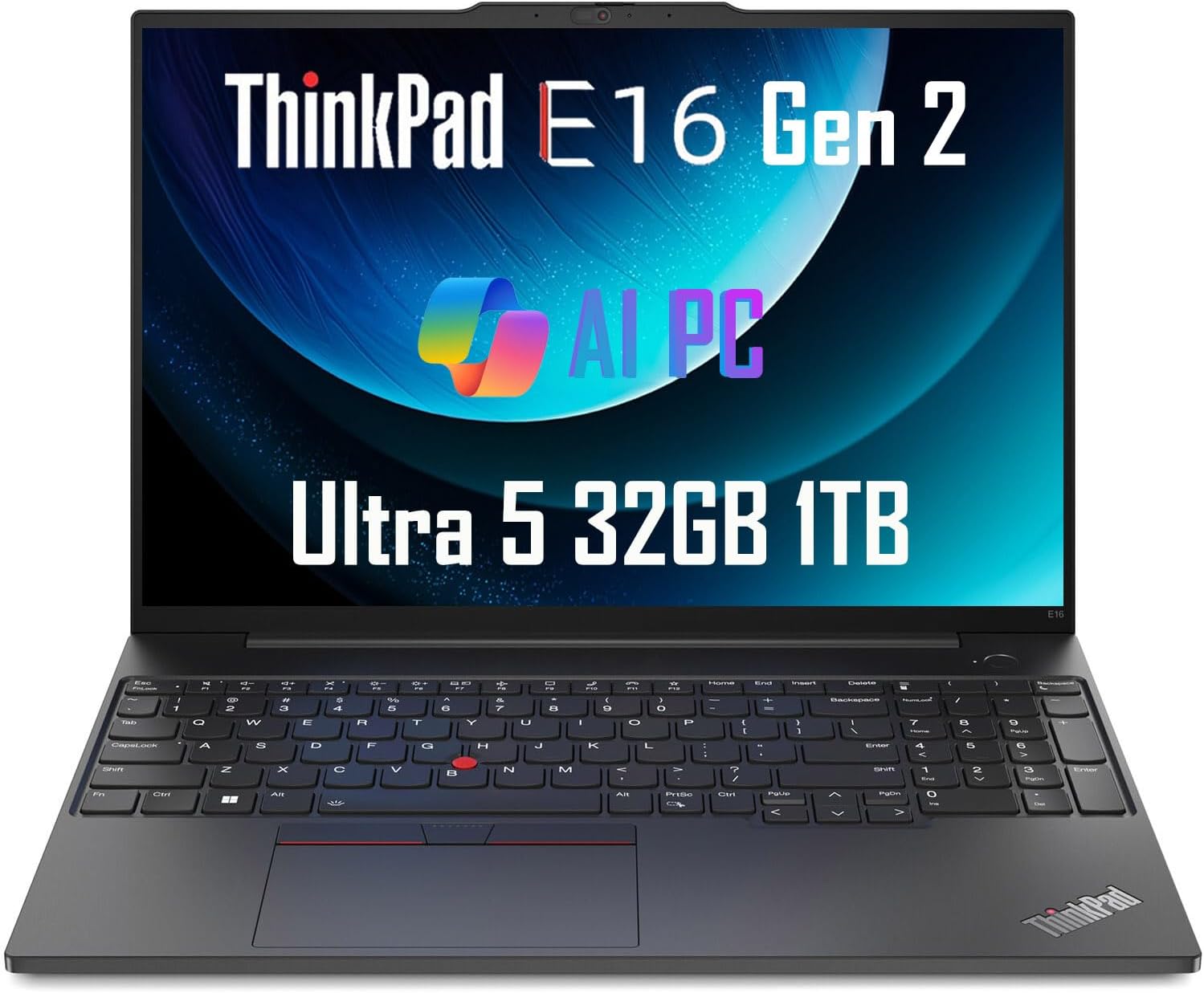 Lenovo ThinkPad E16 Gen 2 Business Laptop (16" FHD+ Anti-Glare, Intel Core Ultra 5 125U (> i7-1355U), 32GB DDR5 RAM, 1TB SSD) Fingerprint, Backlit, Webcam, Ethernet, Win 11 Pro, 2025 AI PC, Black