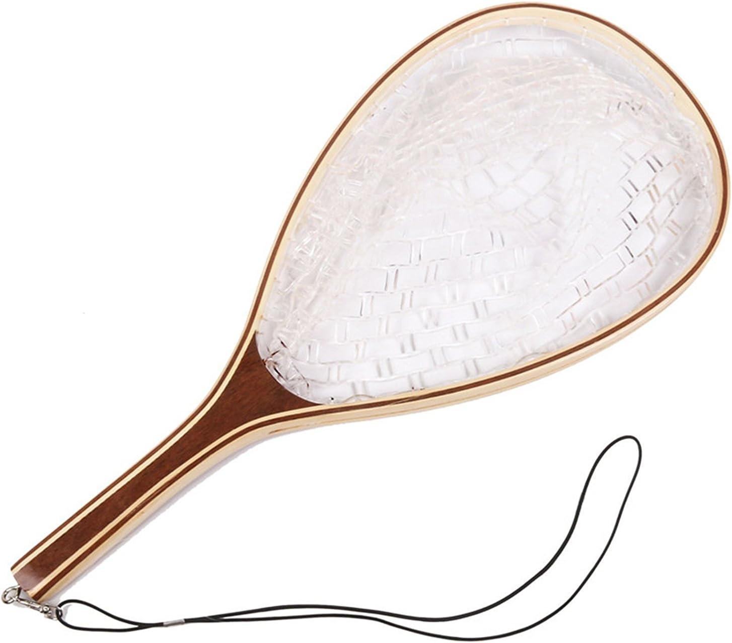 Fashionwu Fly Fishing Landing Net Trout Fishing Net, Soft Rubber Catch and Release Fish Net with Wooden Handle Frame, Gifts for Him