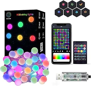 Color Changing Globe String Lights, 33ft Smart Fairy String Lights with APP Control, Mini Ball LED Twinkle Lights Hanging for Indoor Outdoor Bedroom Party Garden Camping Christmas Decoration