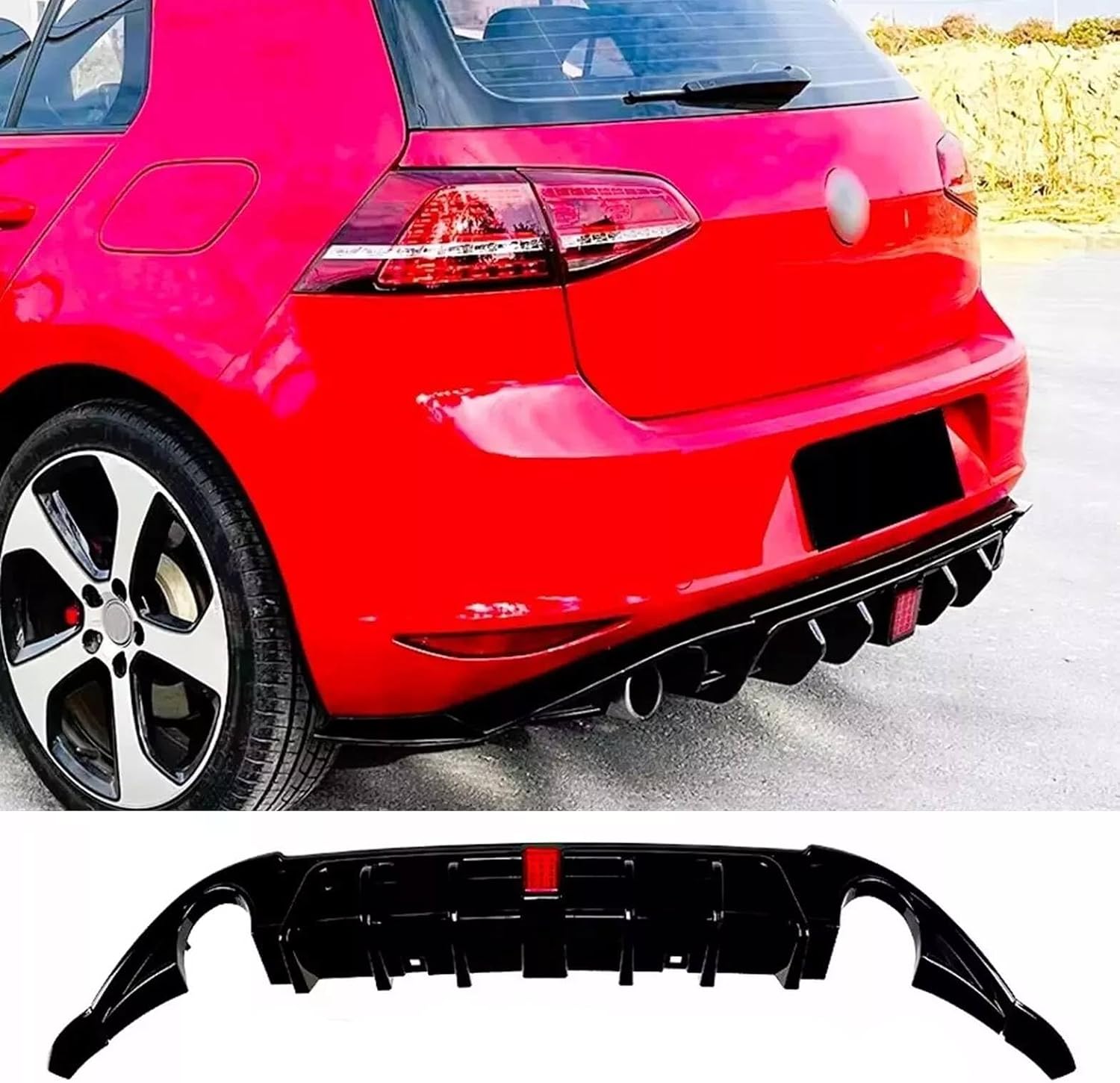 Auto Perfectionists UK Rear Valance Diffuser Boot Spoiler Compatible With VW Golf MK7 GTI GTD TSI TDI 2013-2016 TCR Style ABS Gloss Black