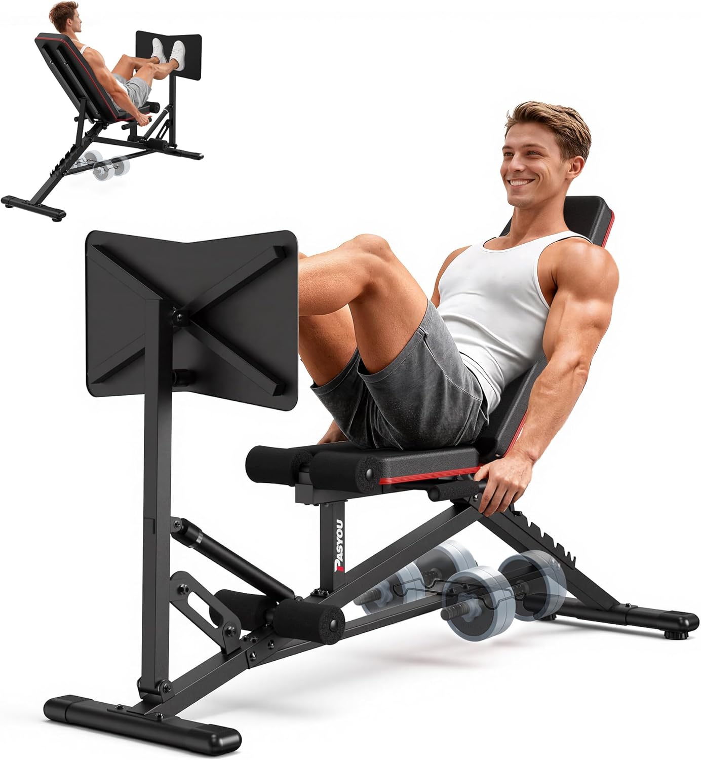 PASYOU Leg Press Machine, Adjustable Weight Bench with Leg Extension, 1300LBS Weight Capacity Leg Press Machines for Home Gym Full Body Exercise, Leg Workout Equipment with Dumbbell Rack