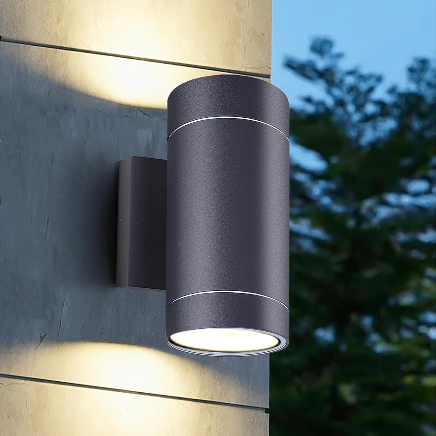 EBION Outdoor Wall Lights Mains Powered,IP54 Waterproof Up Down Lights Outdoor,GU10 Outside Lights Exterior Sconce,Aluminium Garden Wall Lamp for Front Door,Garage,Porch,Patio,Anthracite,1Pack