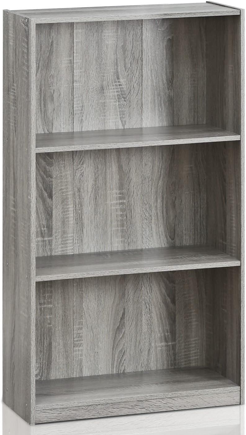 Furinno Basic 3-Tier Bookcase Storage Shelves, French Oak