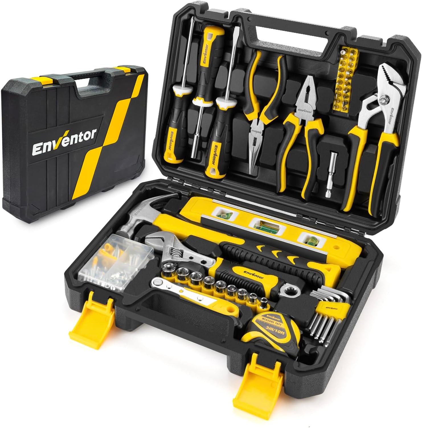 Enventor Tool Kit Set, 108PCS General Household Hand Tool Kit with Storage Toolbox, Small Tool Kits for Home