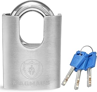 Magmaus® SDL/50 [Closed Shackle] Heavy Duty Lock with 3 Keys - [Stainless Steel] Weatherproof Padlock for Outdoor Use - Ideal for Storage Unit, Shipping Container, Gate