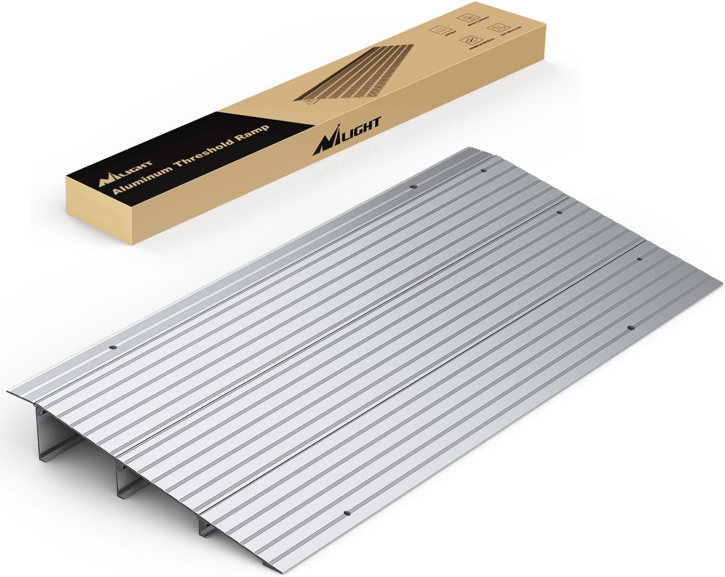 Nilight Aluminum Threshold Ramp 3 Inch Rise for Doorways and Home Steps