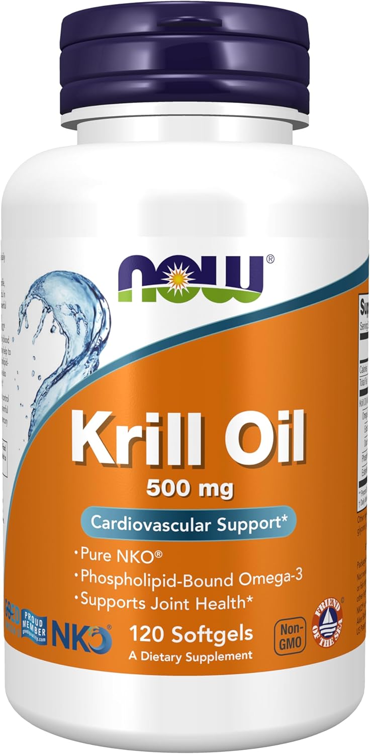 NOW Foods Supplements, Neptune Krill Oil 500 mg, Phospholipid-Bound Omega-3, Cardiovascular Support*, 120 Softgels
