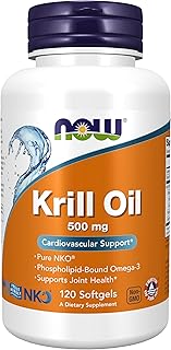 NOW Foods Supplements, Neptune Krill Oil 500 mg, Phospholipid-Bound Omega-3, Cardiovascular Support*, 120 Softgels