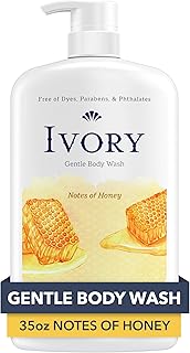 Ivory Gentle Body Wash, Designed for the Whole Family, Free of Dyes Heavy Perfumes Parabens Phthalates & Silicones, Honey Scent, 35 oz