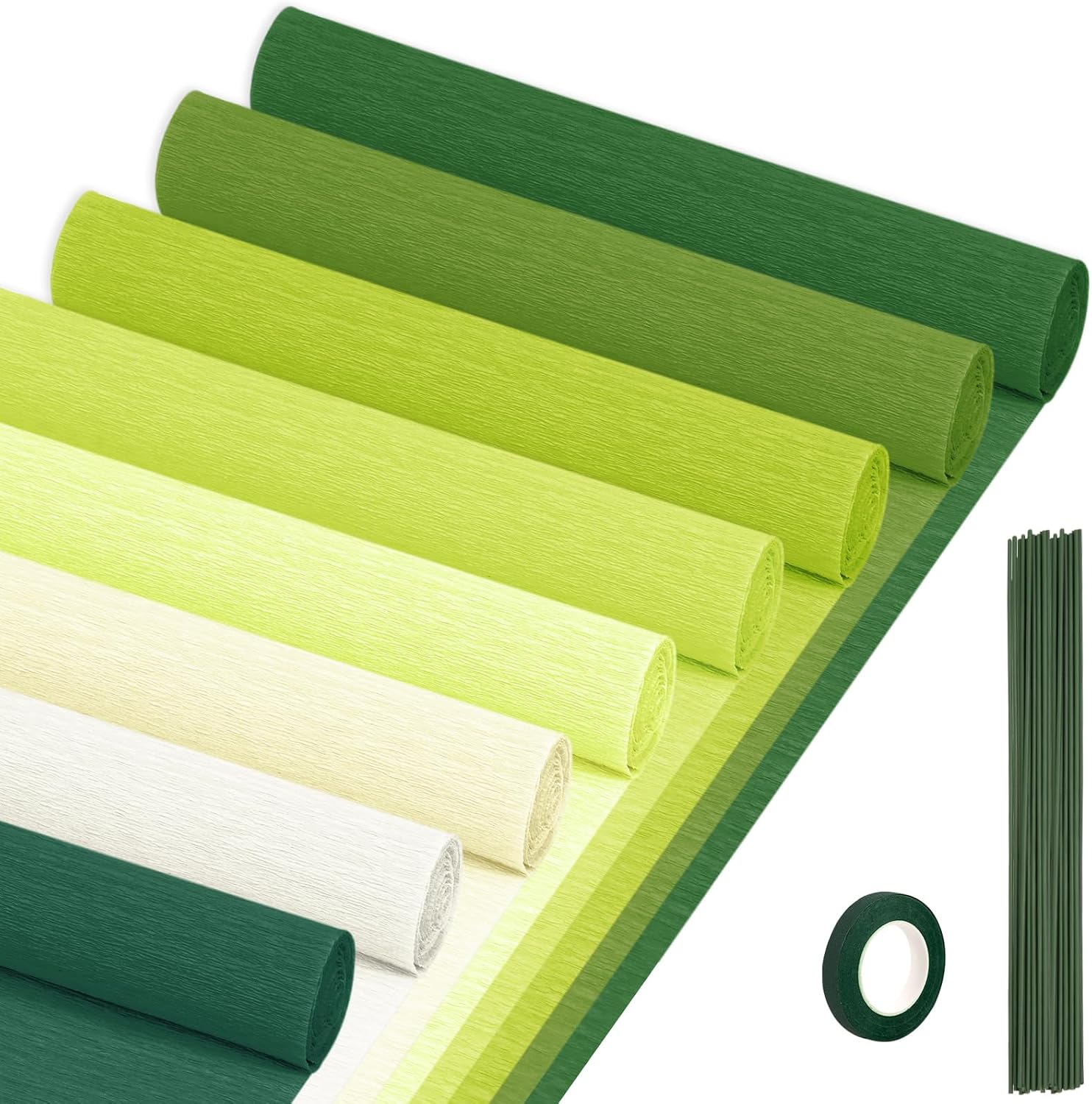 Crepe Paper Streamers 8 Rolls, 10 x 98Inch 8 Green Colors
