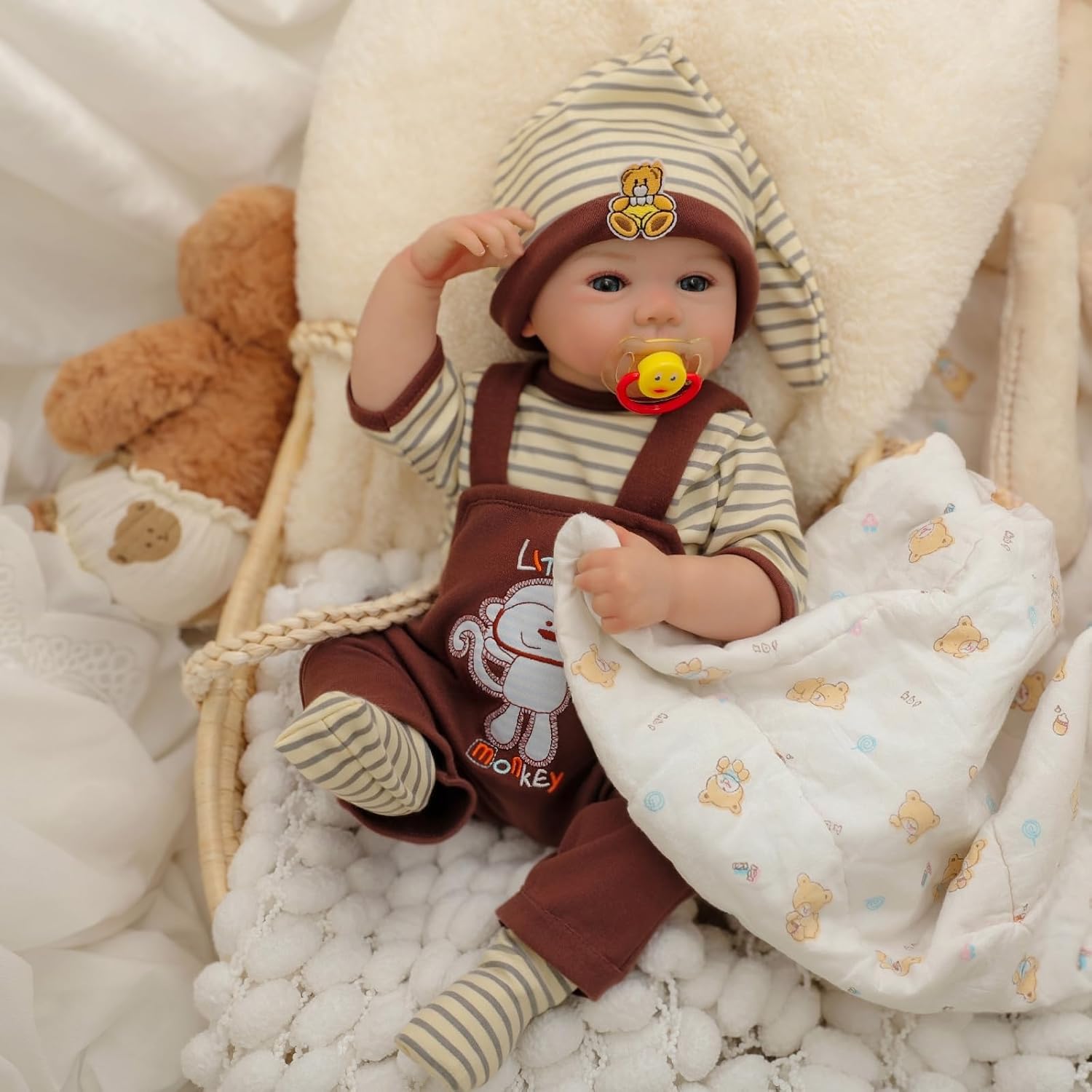 Reborn Baby Dolls Boy 20", Realistic Baby Doll Lifelike Newborn Smiling Baby Doll,Full Vinyl Body, Anatomically Correct with Birth Certificate & Feeding Kit Toys in Gift Box for Kids Age 3+