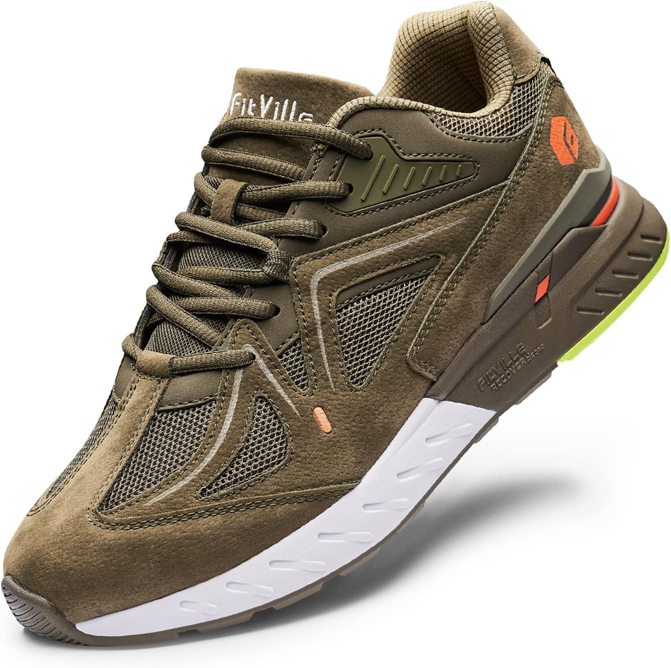 FitVille Mens Extra Wide Fit Trainers Comfortable Running Sneakers Lightweight Walking Shoes for Flat Feet Plantar Fasciitis - Rebound Core