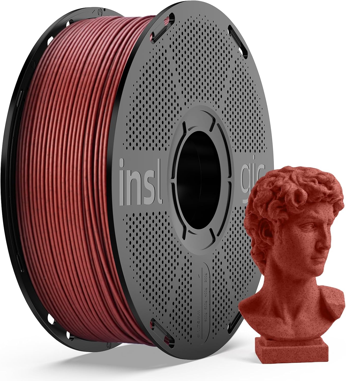 Inslogic Marble PLA Filament 1.75mm, Rock PLA 3D Printer Filament 1kg Spool (2.2lbs), High-Speed Printing up to 600mm/s, Dimensional Accuracy +/- 0.02 mm, Fit Most 3D Printers (Brick Red)