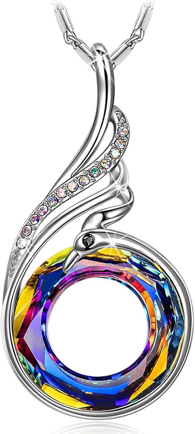 Kate Lynn "Rise From the Ashes Phoenix Necklace Made with Crystals from Austria, 18"+2" Necklace, Packaged with Jewelry Box, Birthday Gift for Women, Symbol of Luck and Renewal