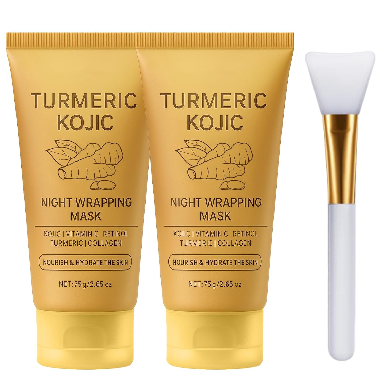 Turmeric Overnight Wrapping Peel Off Mask, Kojic Turmeric Collagen Over Night Face Mask - Gentle on Skin, Moisturizing, Nourishing & Firming, Skincare Facial Mask